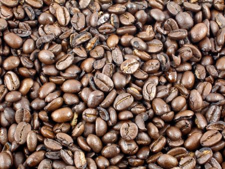 A background of coffee beans (closeup)の写真素材