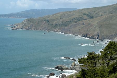 Pacific coast from Muir Beach, Californiaの写真素材