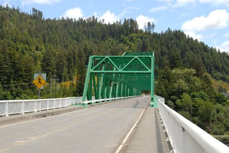 Road bridge over the Eel River, Rio Dell, Californiaの写真素材