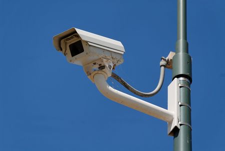 Pole-mounted security cameraの写真素材