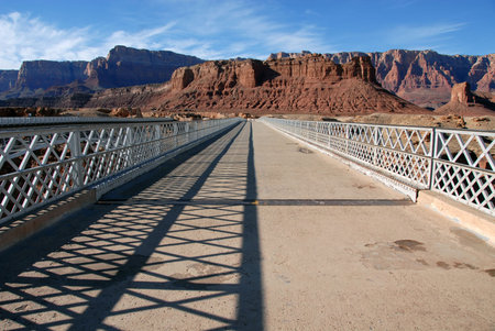 Footbridge across the Colorado River near Lee's Ferry, Arizonaの写真素材
