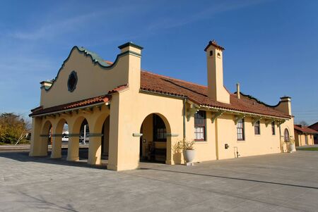 Old railway station, Petaluma, Californiaの写真素材