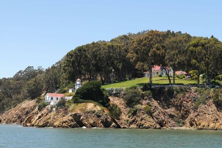Coast Guard lighthouse and building, Yerba Buena Island, Californiaの写真素材