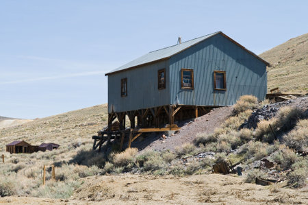 Abandoned ore processing building, Bodie State Historic Park, Californiaの写真素材