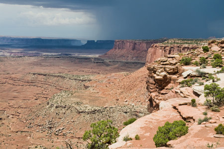 Desert landscape, Islands in the Sky, Canyonlands National Park, Utahの写真素材