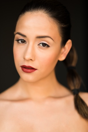 Portrait of a pretty young brunette with bare shouldersの写真素材