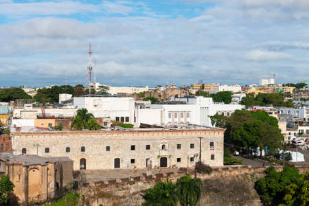 Architecture of downtown Santo Domingo from the Ozama River, Dominican Republic