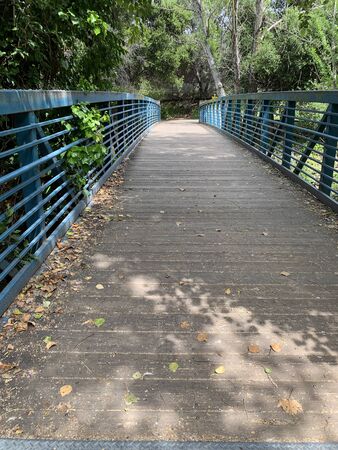 Footbridge to Stevens Creek Trail, Mountain View, Californiaの写真素材
