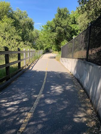 Stevens Creek Trail through suburban wilderness, Mountain View, Californiaの写真素材