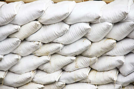 Bangkok Thailand 12 November 2011: Many places in Bangkok use sand bag to build the wall for blocking the water into the house.の写真素材