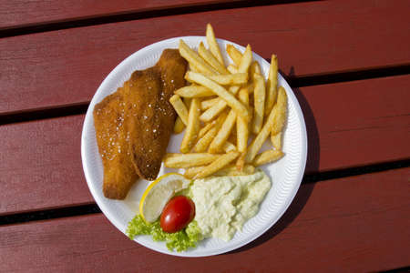 Fried Fish and chipsの写真素材