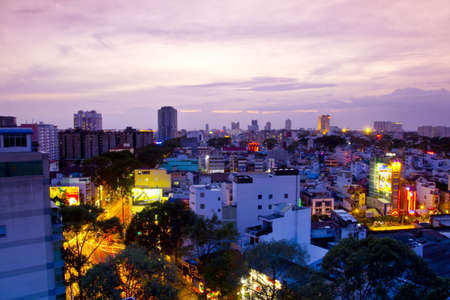 Vietnam Saigon panorama night lifeのeditorial素材