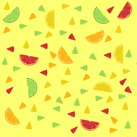Seamless pattern with vector citrus: lemon, orange, grapefruit, lime.のイラスト素材