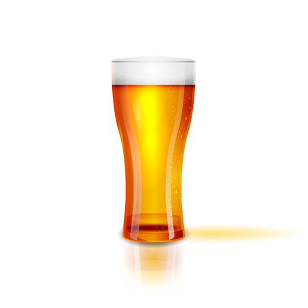 Realistic Isolated glass of beer with drops. illustration.のイラスト素材
