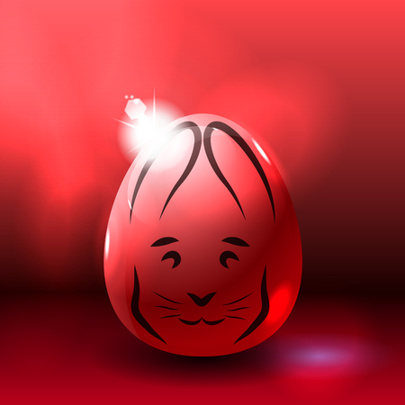Easter rabbit on shining egg.のイラスト素材