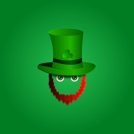 modern design icon on Saint Patrick's Day character leprechaun with green hat, red beard and green eyes.のイラスト素材