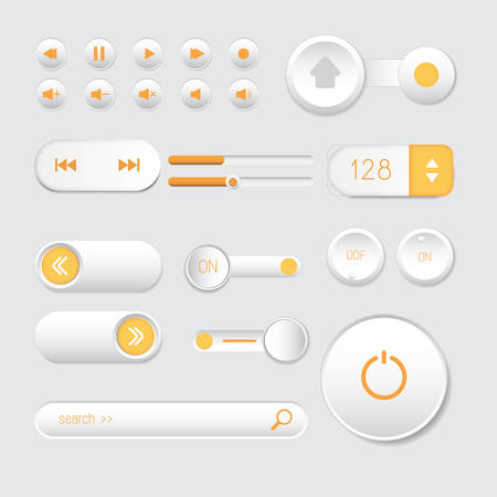 Rounded buttons set orange webのイラスト素材