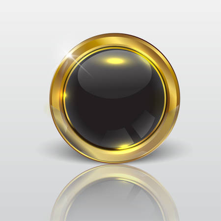 Button web glossy black Gold Vector illustration.のイラスト素材