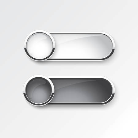 Black and white button sliding on white backgroundのイラスト素材