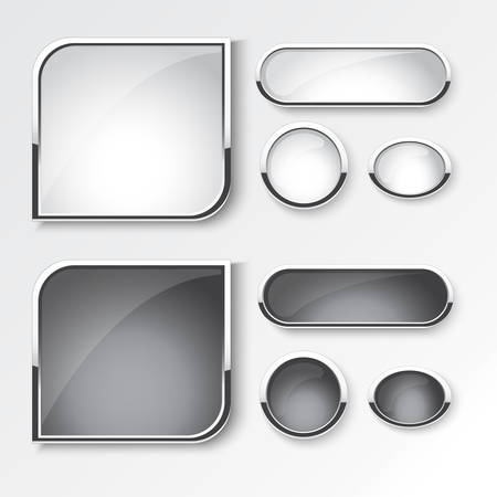 Black and white button set   modern design on white background Vector illustration.のイラスト素材