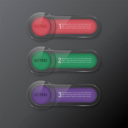 Set buttons web glass color red and greenのイラスト素材
