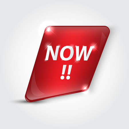 Button Now color red glossy 3D illustration iconのイラスト素材