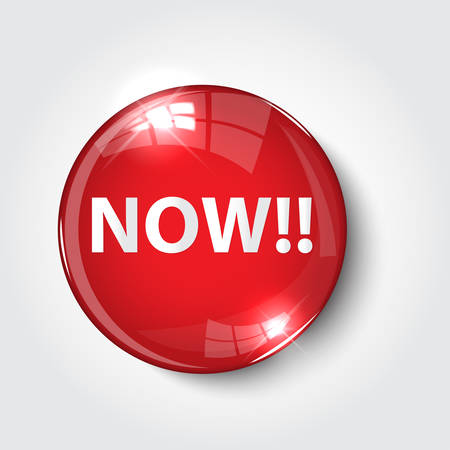 Button Now color red glossy 3D illustration iconのイラスト素材