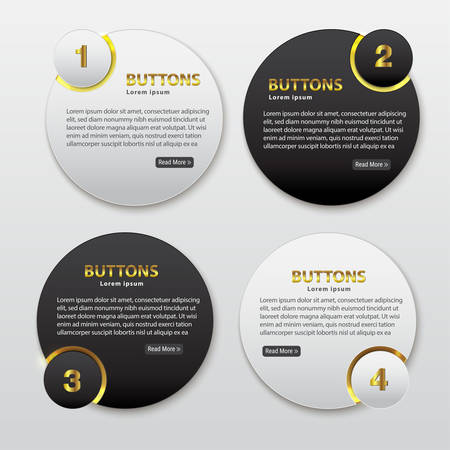 Button premium glossy black and white Goldのイラスト素材