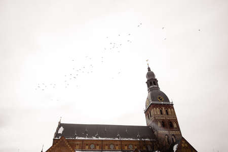 RIGA, LATVIA - MARCH 13, 2019 : View of Dome Square. Dome Square is the largest and oldest square in...