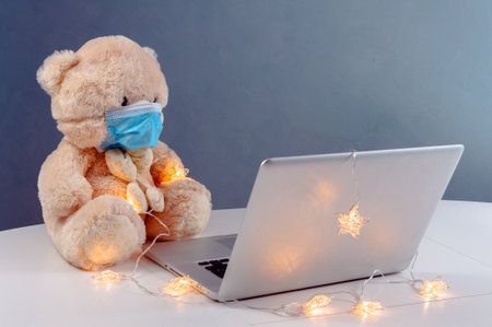 Communication at a distance in isolation conceptの写真素材