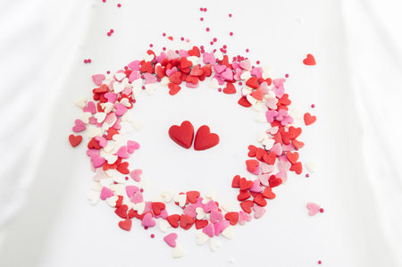 Red hearts frame with white background, valentine, love, wedding, marriage