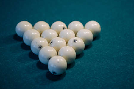High Angle View Of Balls Billiard On Table.の写真素材
