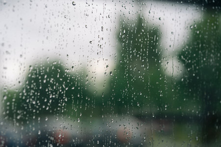 Water drops on window glass Drops On Glass After Rainの写真素材