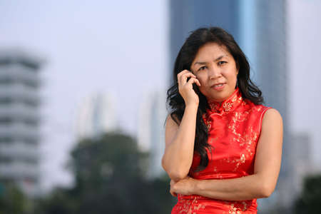 Chinese Woman on the Phoneの写真素材