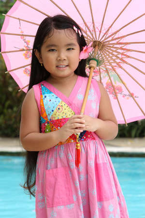 Chinese Girl with an Umbrellaの写真素材