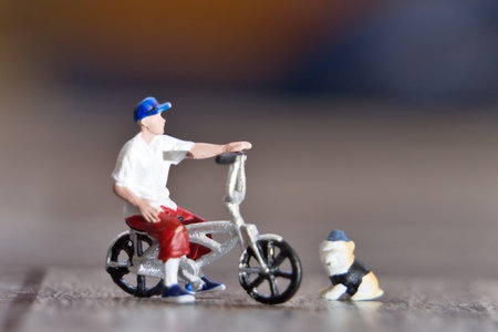 diorama a man playing bicycle BMX in the gardenの写真素材