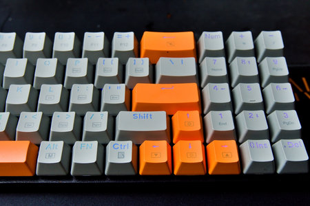 Mechanical keyboard color a grey and orange