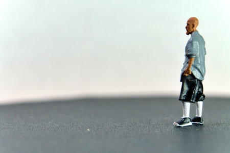 diorama a man playing bicycle BMX in the gardenの写真素材