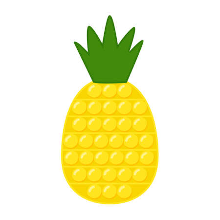 Pop It Fidget Trendy Antistress Sensory Toy Pineapple Shape. Flat style isolated vector illustration. Hand toy for kids and adults for relaxationのイラスト素材