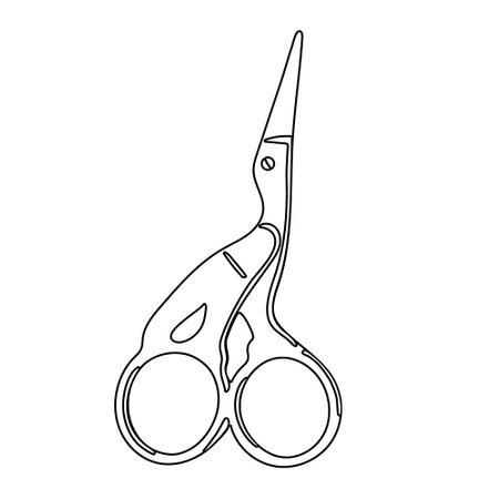 Tailor and embroidery scissors. Crane Small Scissors isolated on white background. Vector outline.のイラスト素材
