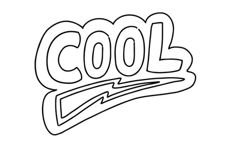 Hand drawn element with cool text. Lettering on 90s or Y2k style on white background. Doodle sketch style. Vector sticker. Outline vector illustrationのイラスト素材