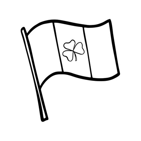 Flag with shamrock for St. Patrick s Day. Doodle style vector illustrationのイラスト素材
