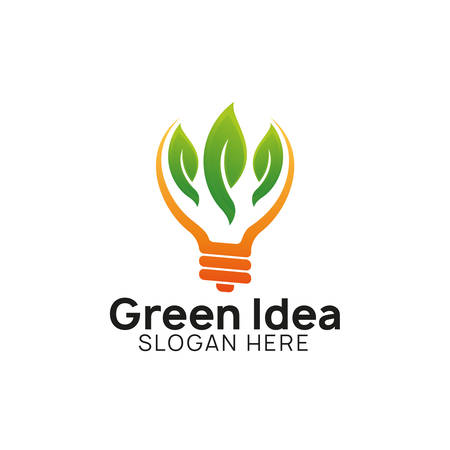 green think idea logo design template. bulb icon symbol designsのイラスト素材