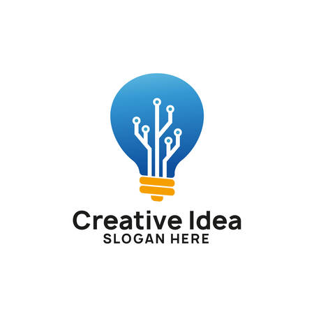 bulb tech icon symbol design. creative idea logo designs templateのイラスト素材