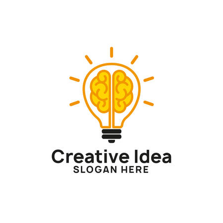 brain bulb icon symbol design. creative idea logo designs templateのイラスト素材