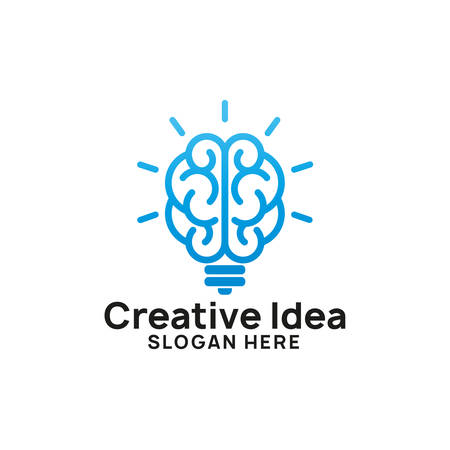 brain bulb icon symbol design. creative idea logo designs templateのイラスト素材