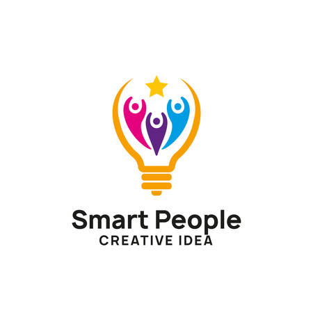 smart people logo design template. creative idea logo design. bulb icon symbol designのイラスト素材