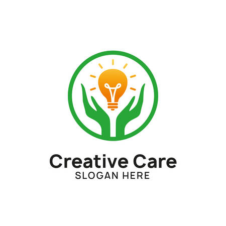 creative idea care logo design template. bulb icon symbol designsのイラスト素材