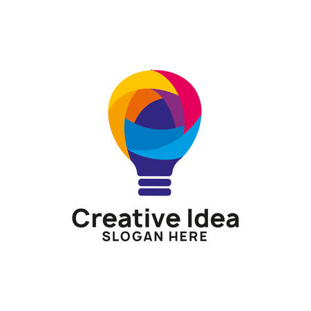 colorful creative idea logo design template. colorful bulb icon symbol designsのイラスト素材