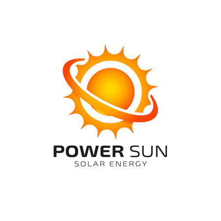 Sun solar energy logo design template. solar tech logo designsのイラスト素材